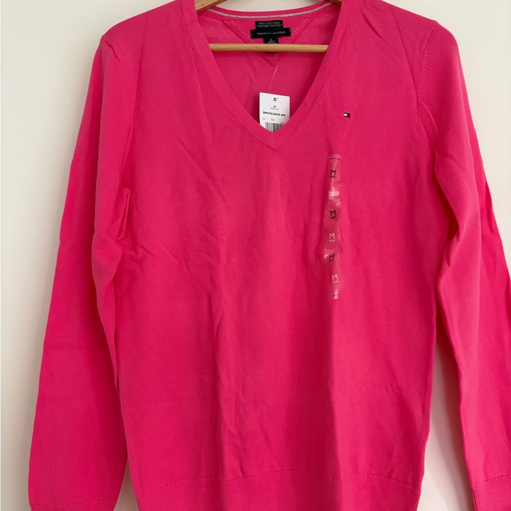 Tommy Hilfiger Vibrant Pink V-Neck Top